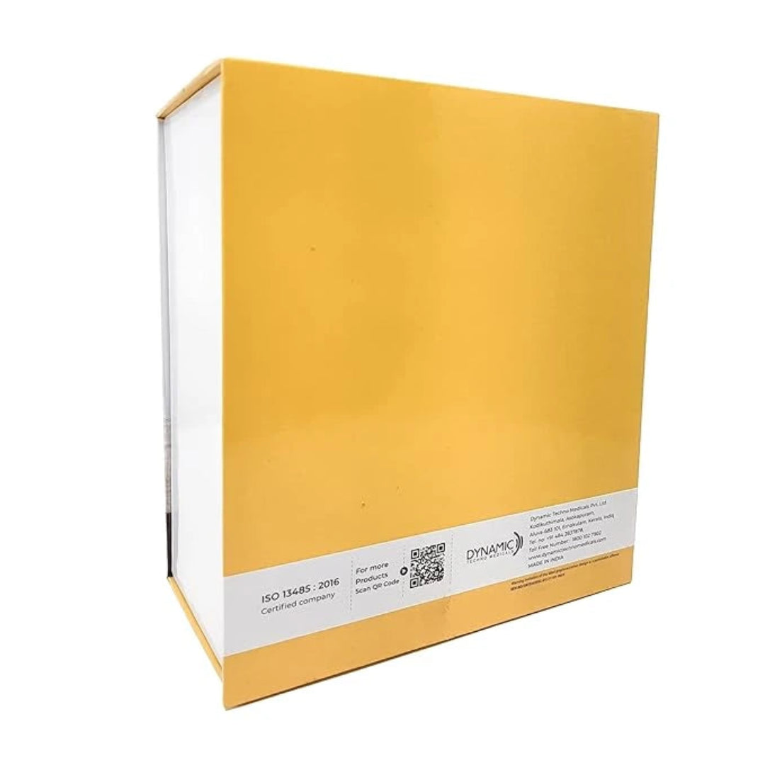 Yellow box with white label on a white background
