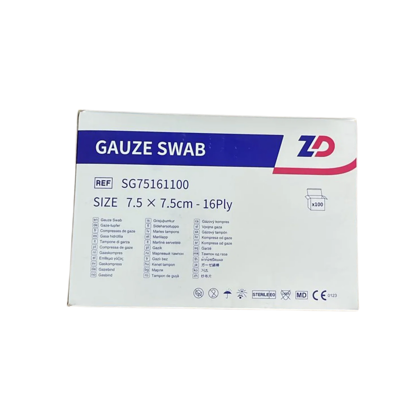 Sterile Gauze Swab 7.5cm x 7.5cm - 16 Ply x100