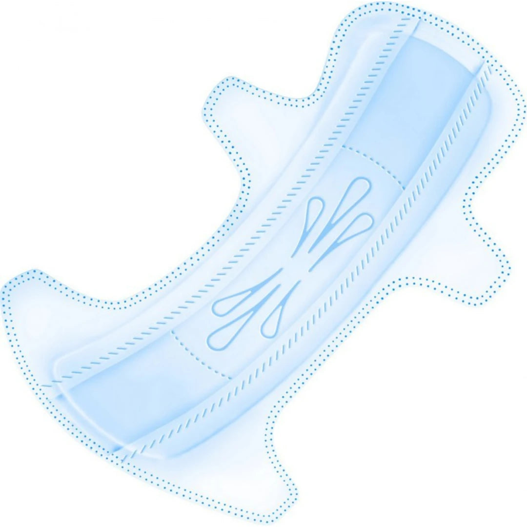 Blue sanitary pad on a white background