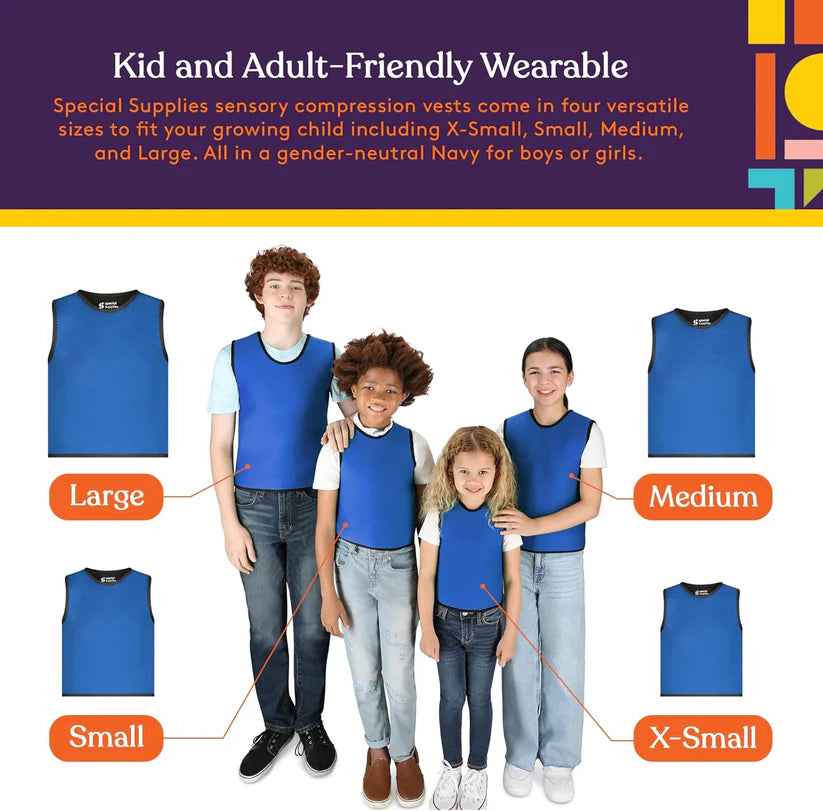 Sensory Compression Vest Deep Pressure Comfort. For Autism, Hyperactivity, Mood Processing Disorders