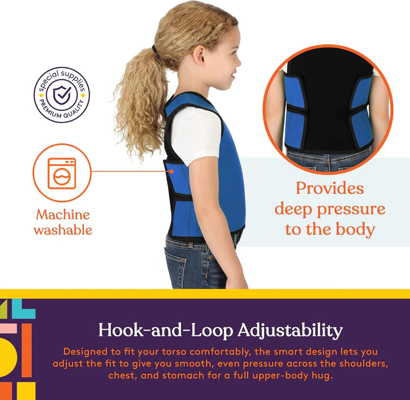 Sensory Compression Vest Deep Pressure Comfort. For Autism, Hyperactivity, Mood Processing Disorders