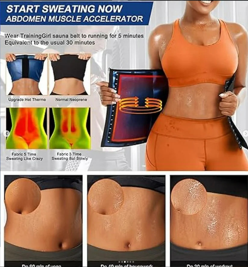 High Compression Waist Trainer – Sweat Belt with Zipper & 3-Level Hook Closure for Fat Loss and Tummy Control
