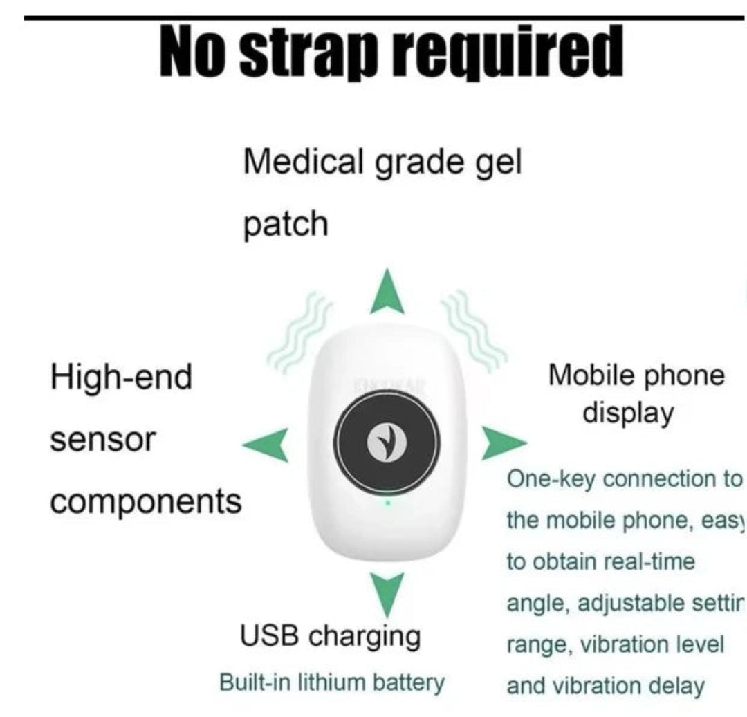 Smart Posture Trainer – Strapless Vibration Reminder with USB Rechargeable Sensor for Posture Correction