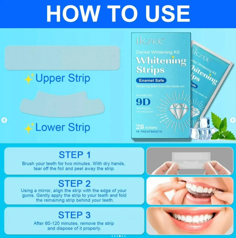 Teeth Whitening Strips – Safe, Effective ; Non-Sensitive Formula