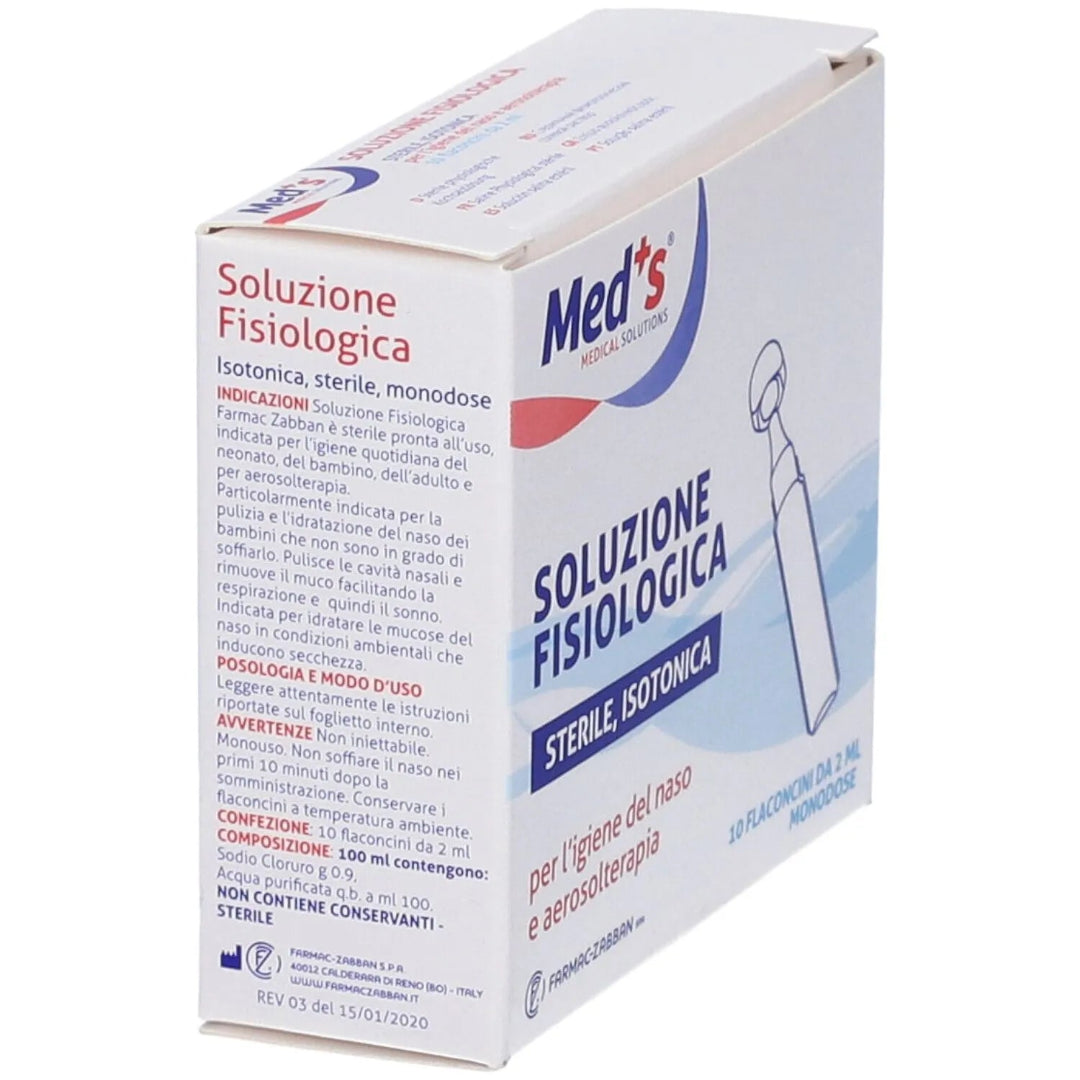 Box of Med's physiological solution on a white background