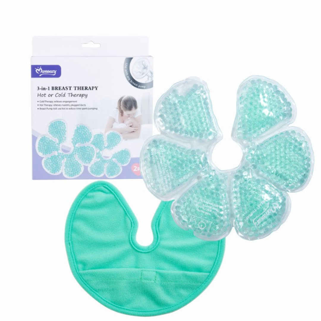 Green breast therapy product with packaging on a white background