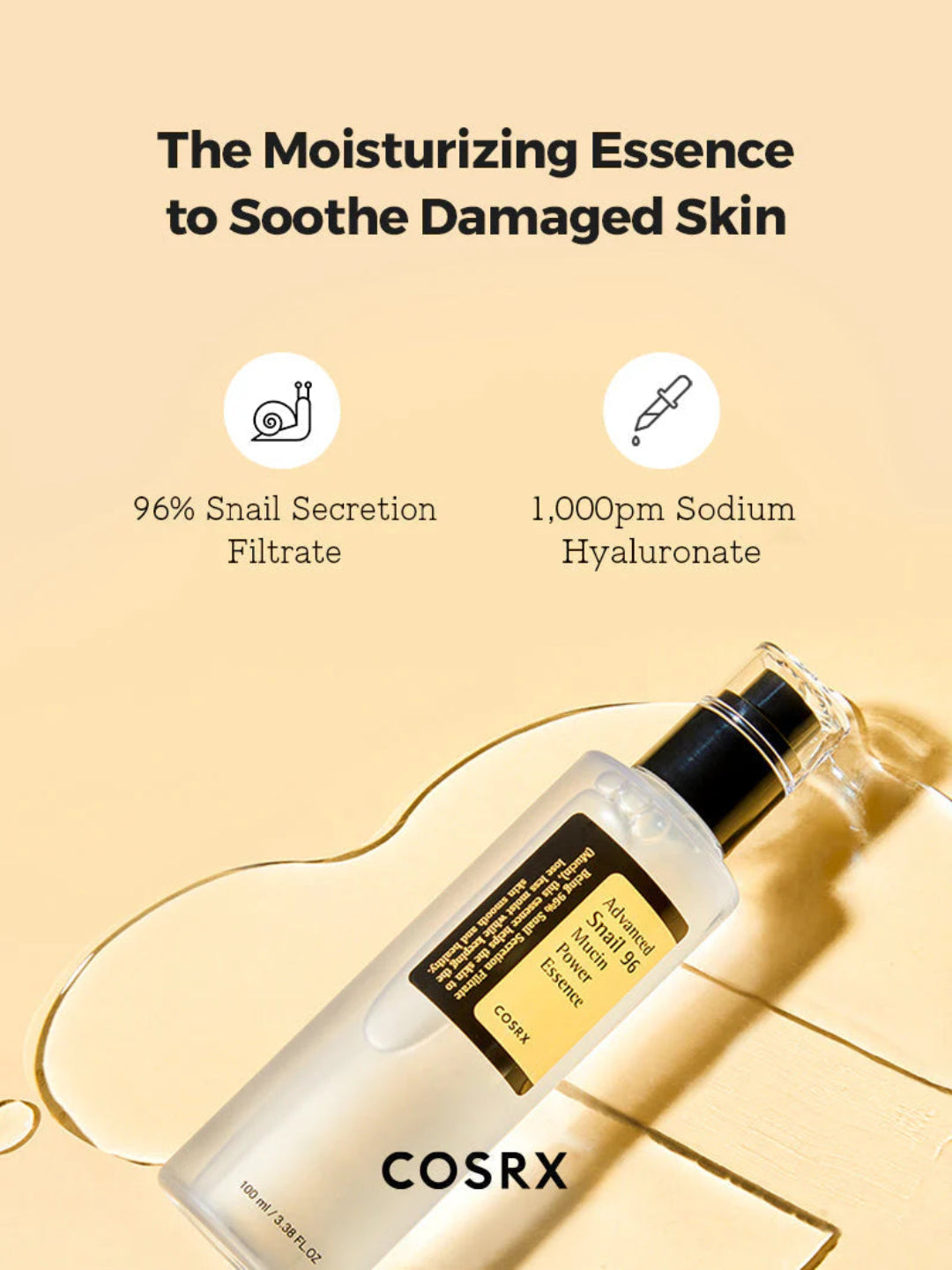 Cosrx skincare product with text on a beige background