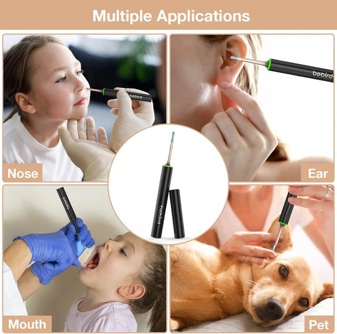 Collage of a device being used on a child's nose, ear, mouth, and pet with text 'Multiple Applications'.