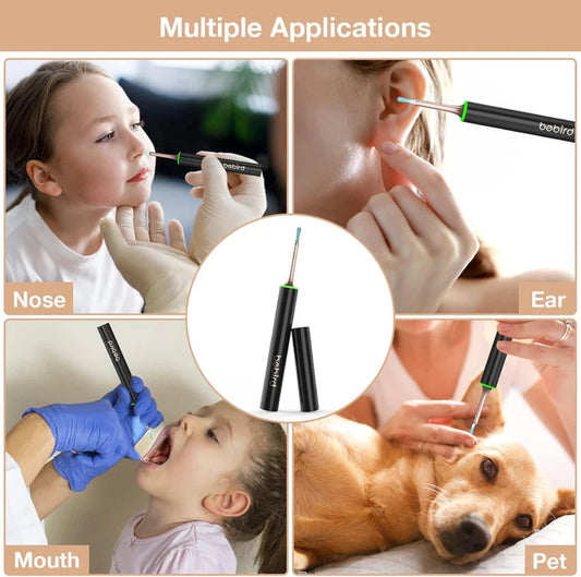 Collage of a device being used on a child's nose, ear, mouth, and pet with text 'Multiple Applications'.