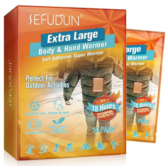 Sefudun Body & Hand Warmers – 10 Pieces  | Shake to Activate | Provides Up to 18 Hours of Heat | Self-Adhesive for Easy Use