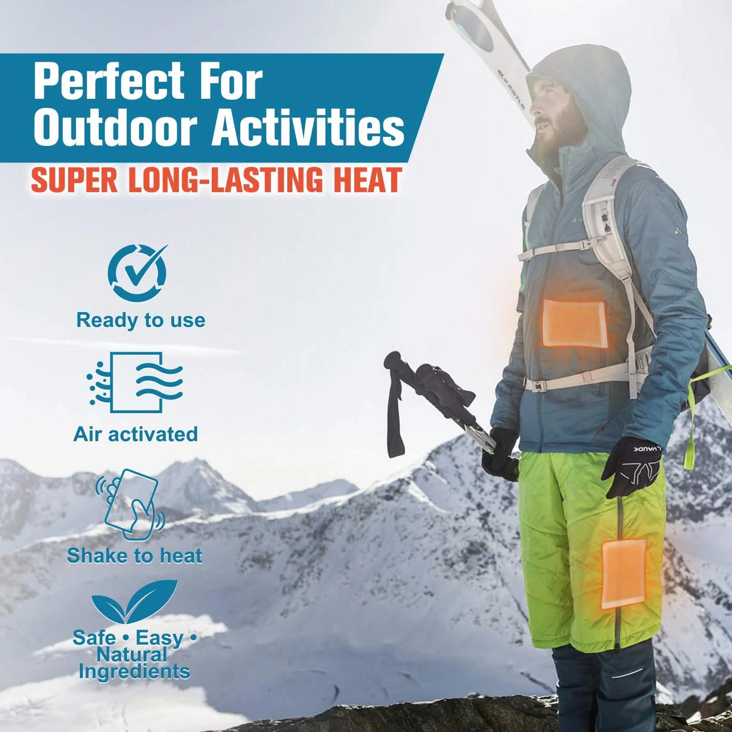 Sefudun Body & Hand Warmers – 10 Pieces  | Shake to Activate | Provides Up to 18 Hours of Heat | Self-Adhesive for Easy Use