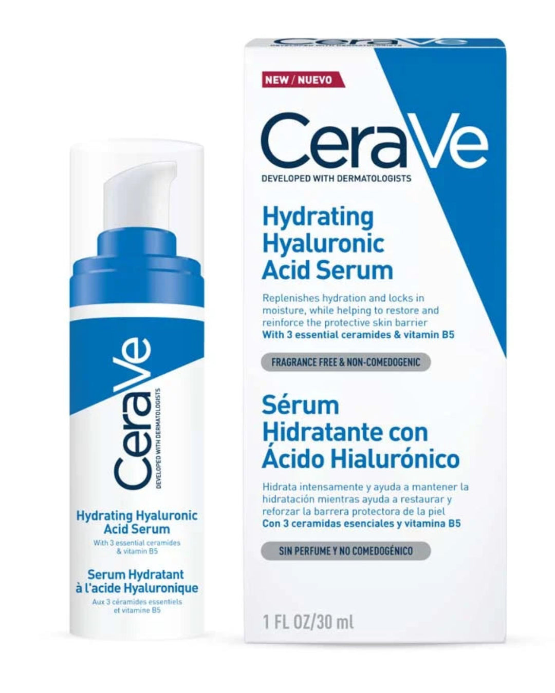CeraVe Hydrating Hyaluronic Acid Serum packaging on a white background