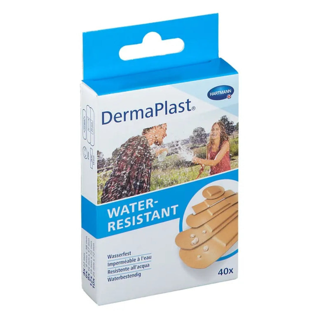 DermaPlast water-resistant bandages packaging on a white background