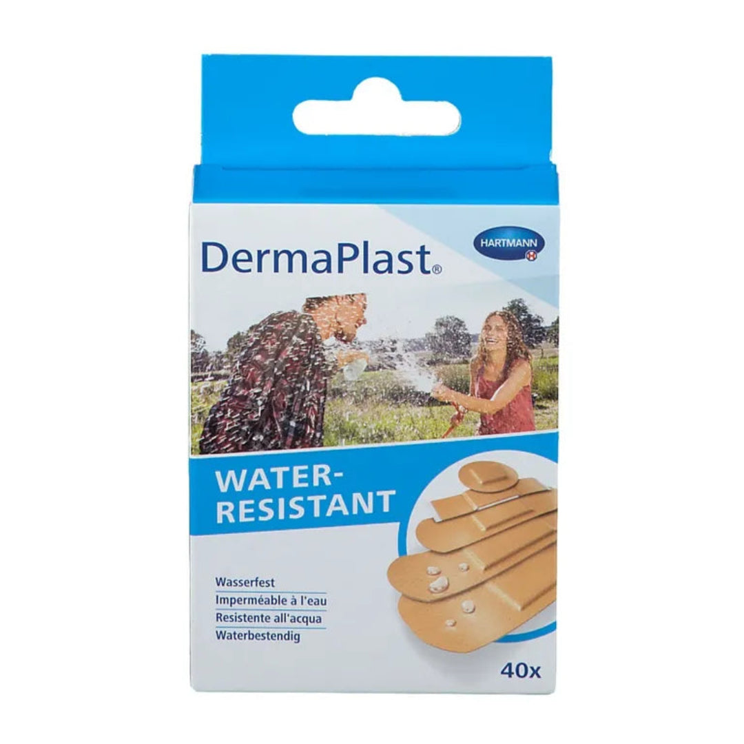 DermaPlast water-resistant bandages packaging on a white background