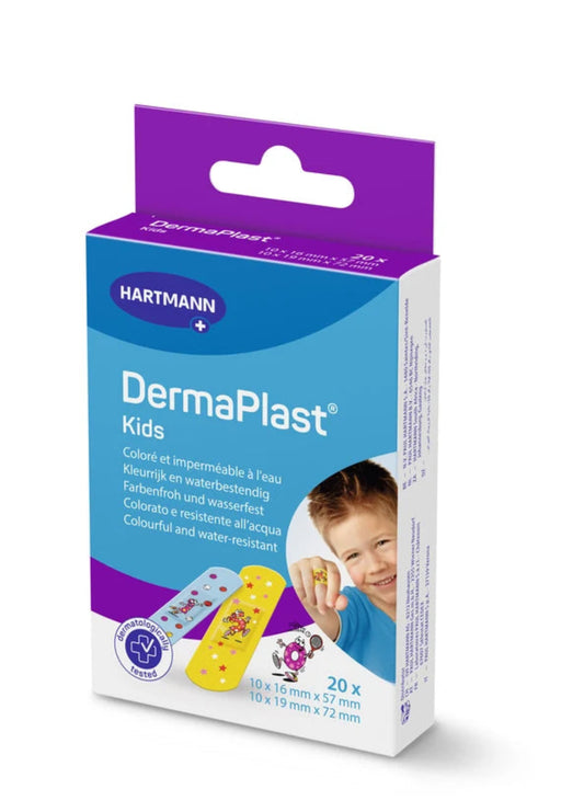 DermaPlast Kids packaging with a child on the box on a white background
