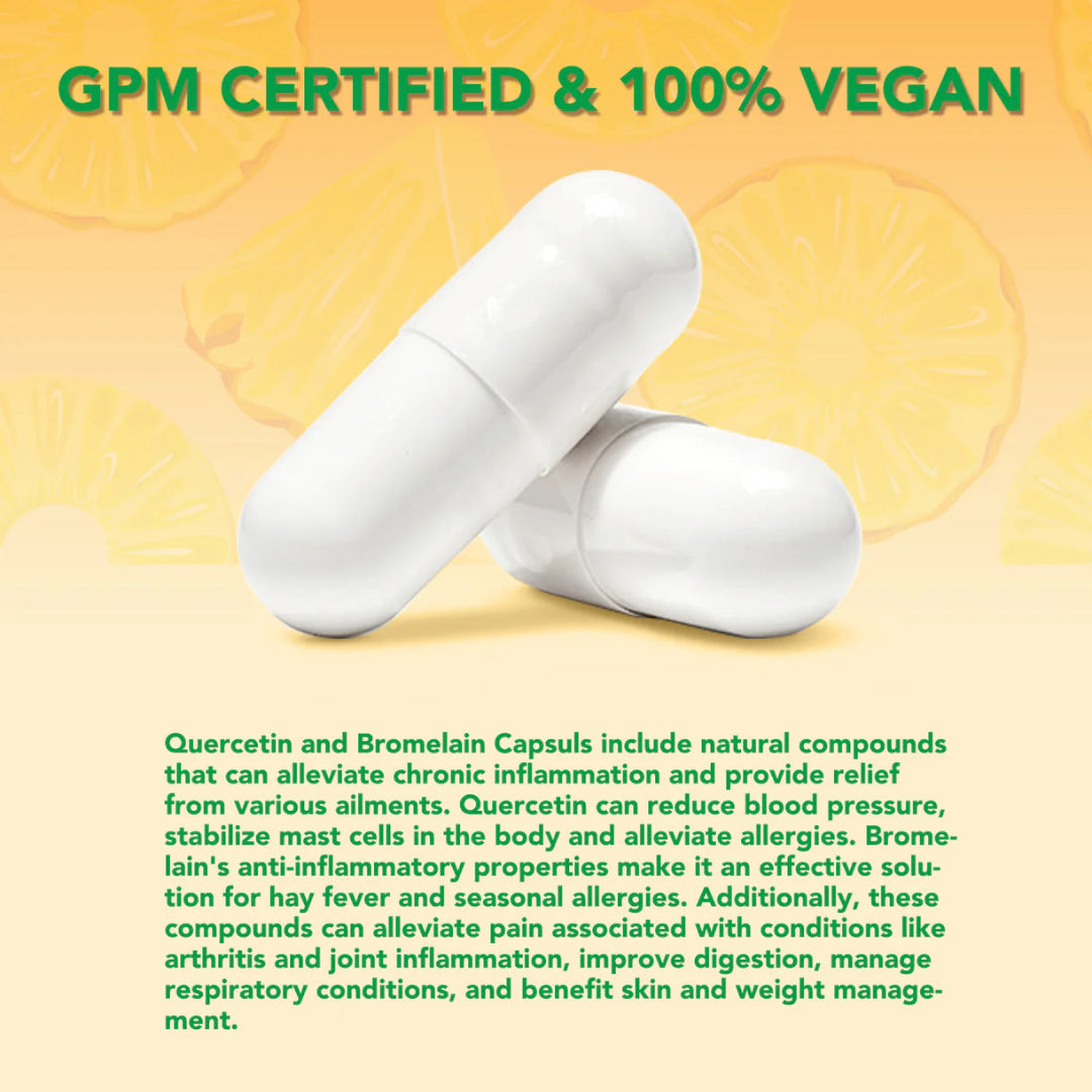 Quercetin & Bromelain Immune Defense & Respiratory Support – 120 Veggie Capsules