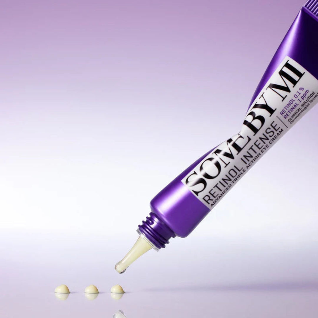 Purple tube of Sonneveld Intense Retinol Cream on a light purple background