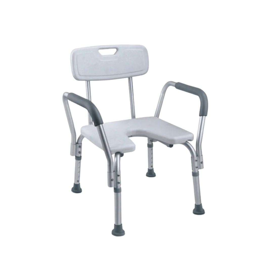 Shower Commode Chair - Aluminum Frame with U-Shape Seat