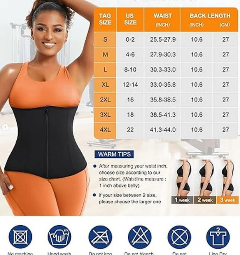 High Compression Waist Trainer – Sweat Belt with Zipper & 3-Level Hook Closure for Fat Loss and Tummy Control