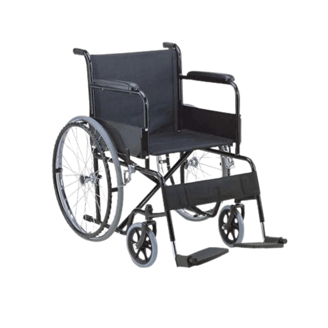 Steel Wheelchair with Fixed Armrest and Footrest