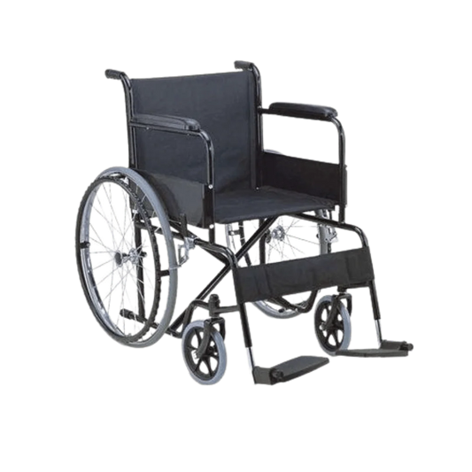 Steel Wheelchair with Fixed Armrest and Footrest