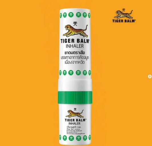 Tiger Balm Inhaler on an orange background
