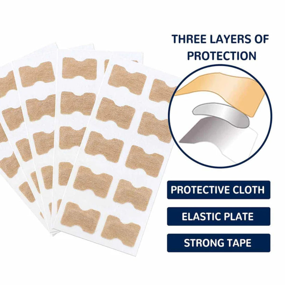 Packaging of adhesive patches with layers of protection illustration on a white background