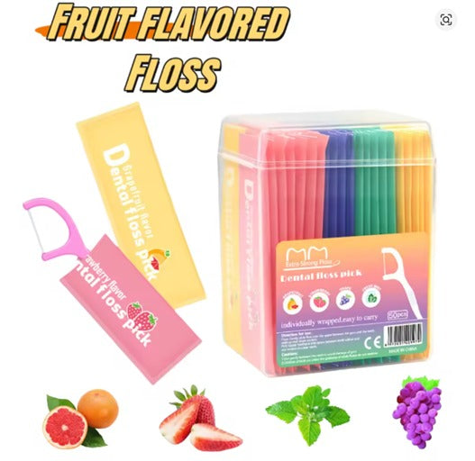 Fruit-Flavored Dental Floss Picks – 30 Pieces