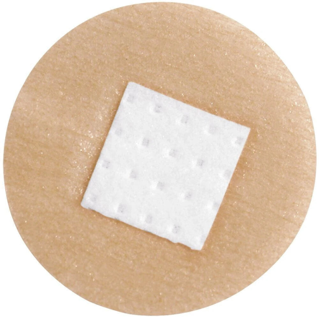 White bandage on a brown adhesive patch