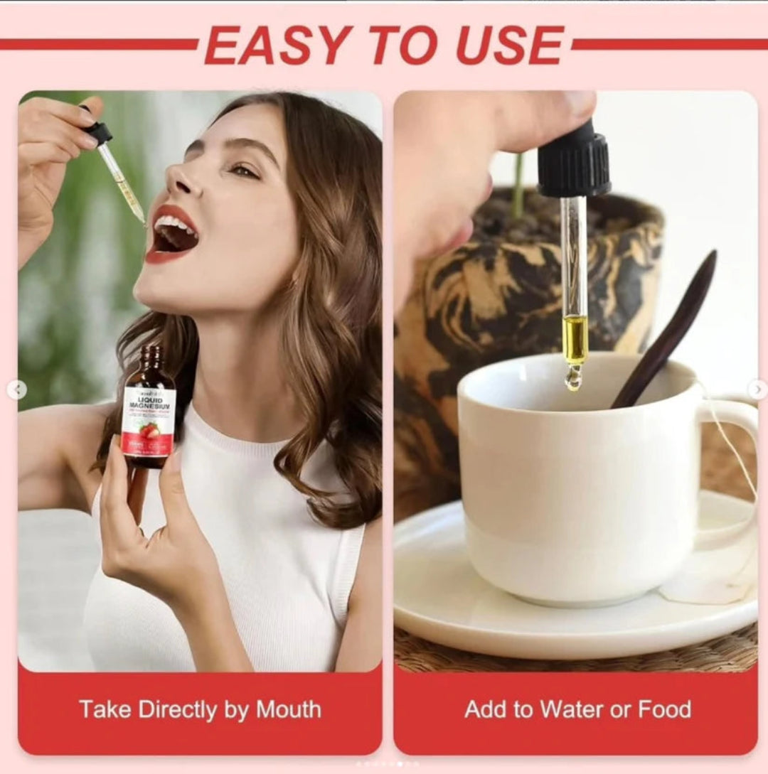 Product usage demonstration with a woman taking a dropper and adding it to a cup.