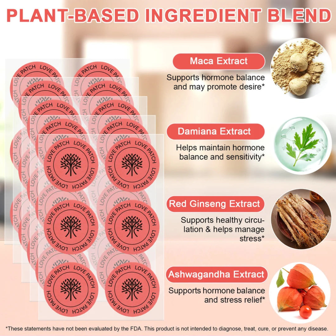 Product packaging with plant-based ingredient blend and their benefits on a light background.