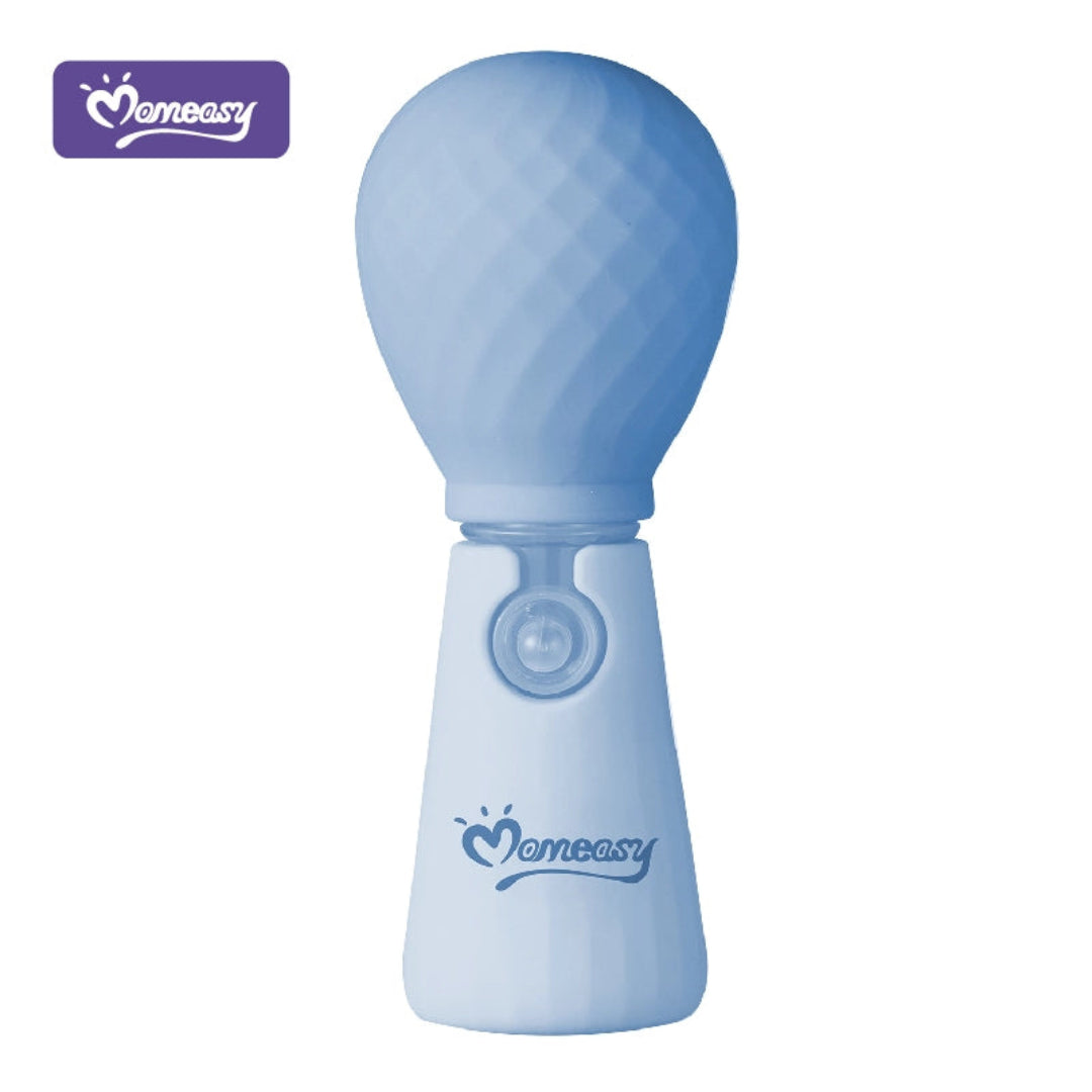 Blue handheld device with 'Meimeasy' branding on a white background