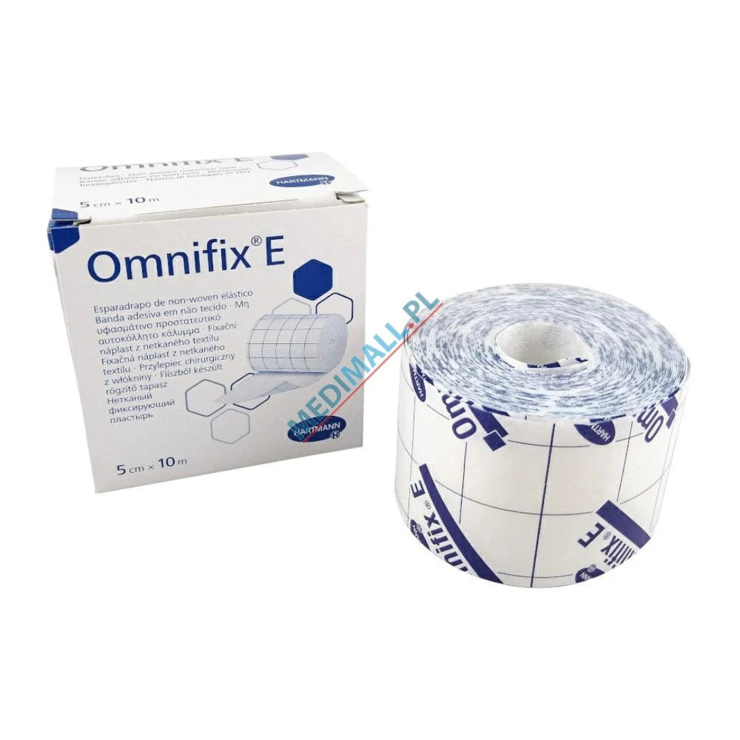 Omnifix E medical tape roll and packaging on a white background