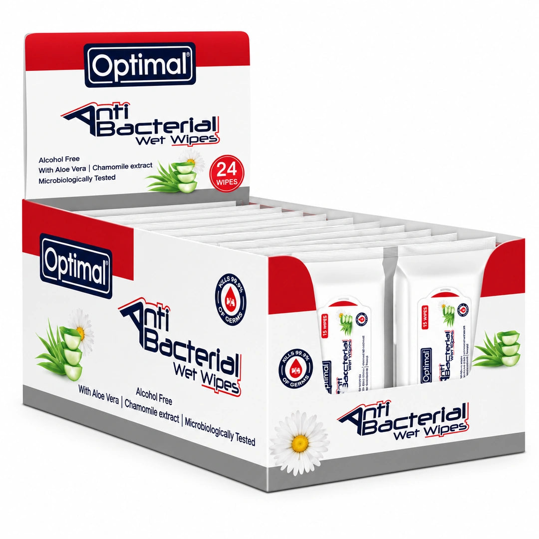 Optimal Antibacterial Wet Wipes - 15 wipes