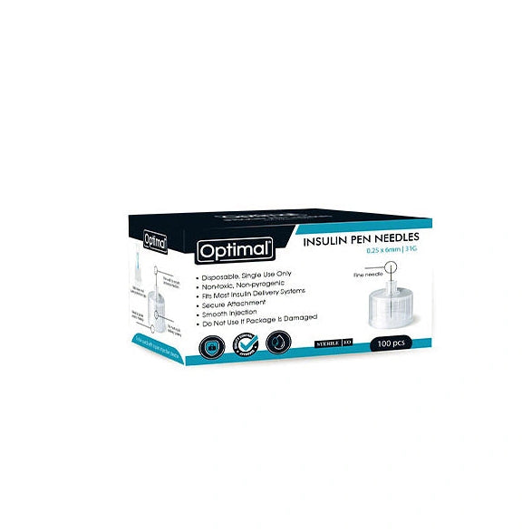 Optimal brand packaging box for press-in pen sleeves, shown on a plain white background.