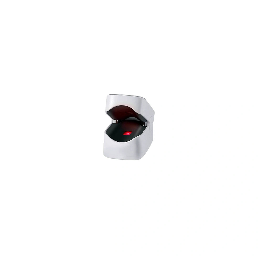 Silver earring on a white background