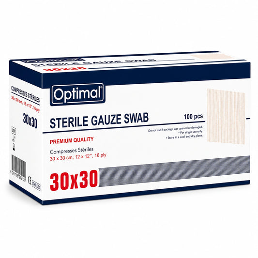 Optimal Sterile Gauze 7.5x7.5 cm – Pack of 100 | Medical Wound Care Gauze