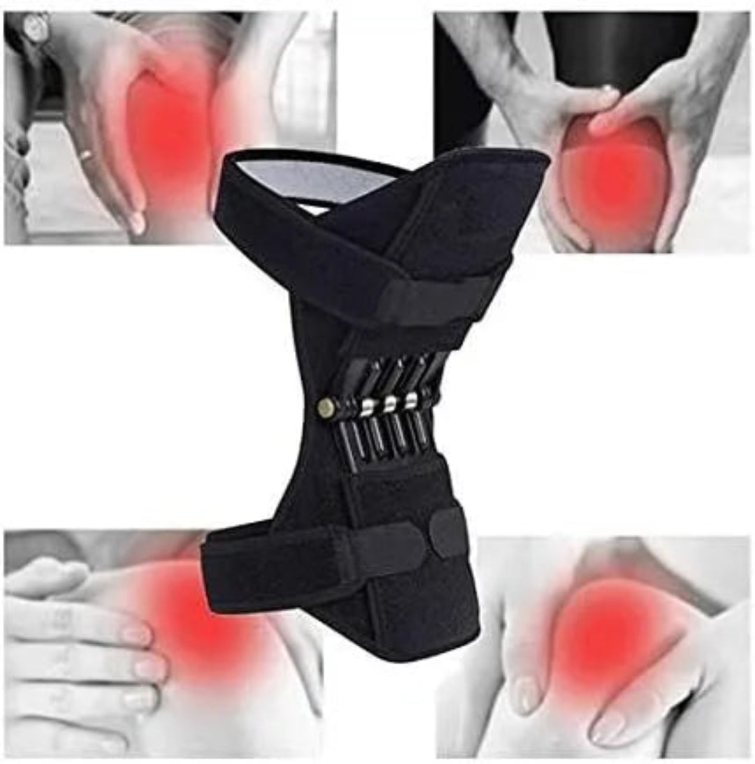 Black orthopedic brace with red highlighted areas on a white background