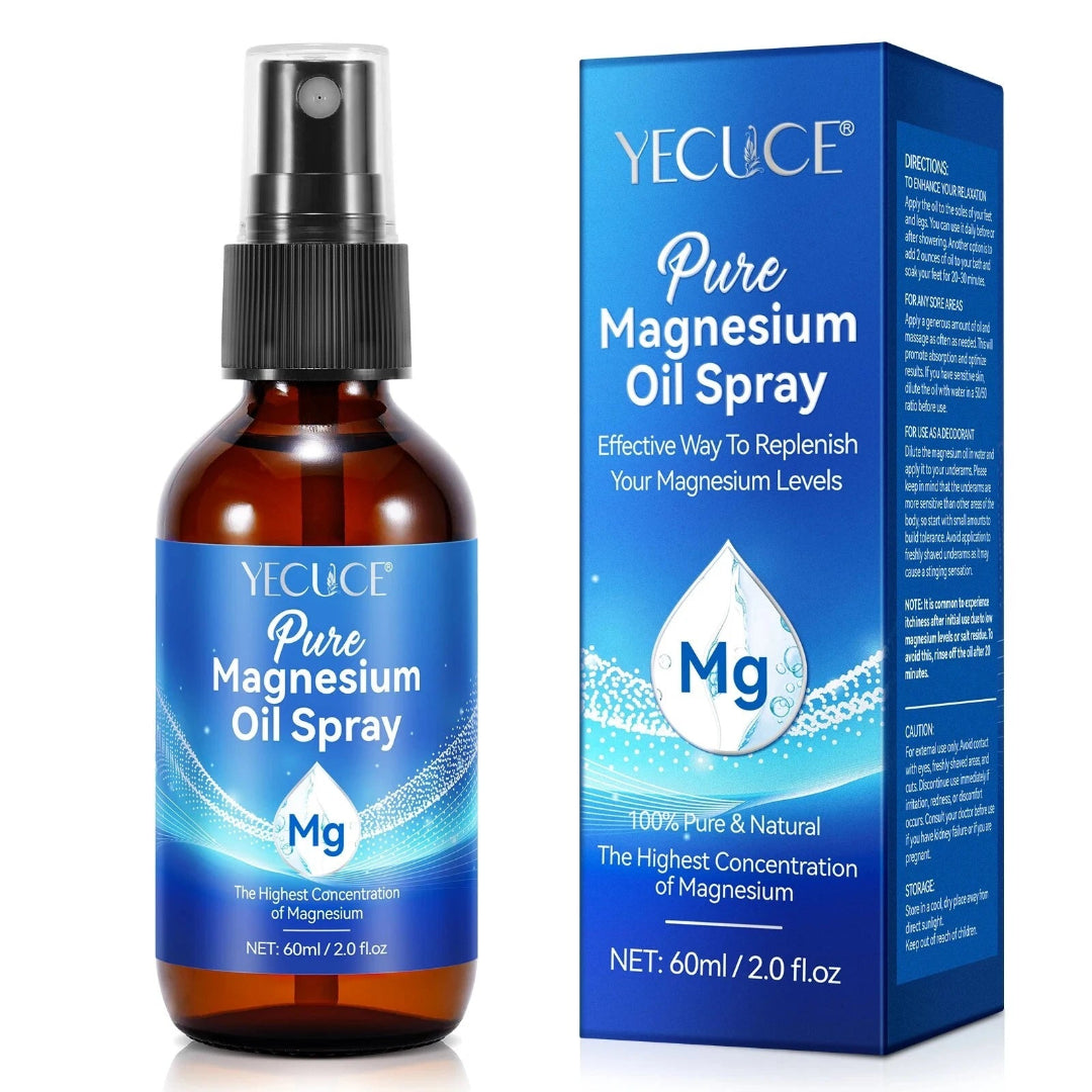 YECUCE Pure Magnesium Oil Spray bottle and packaging on a white background