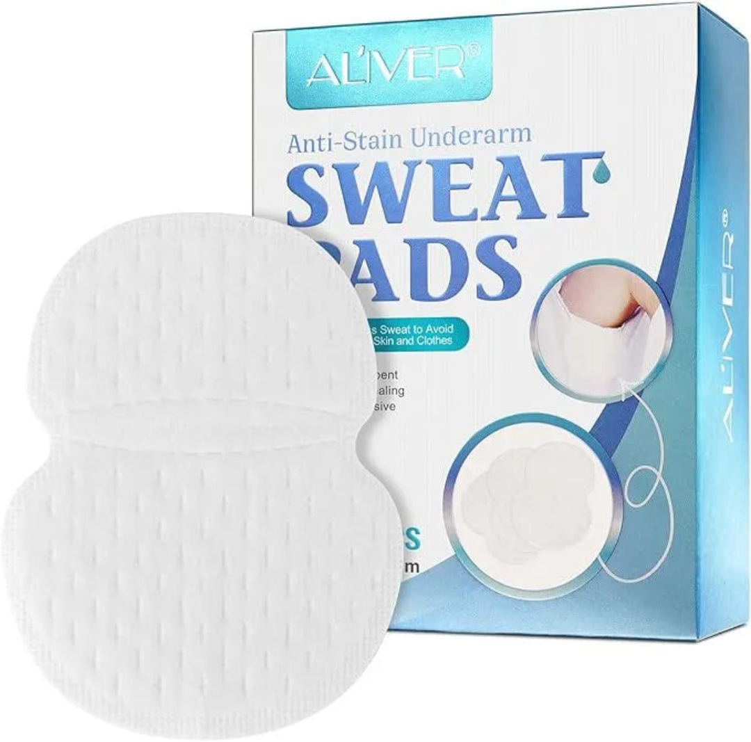Anti-stain underarm sweat pads with packaging on a white background